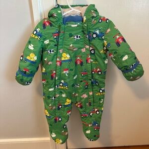 Boden Green Farm Print Kids Footie